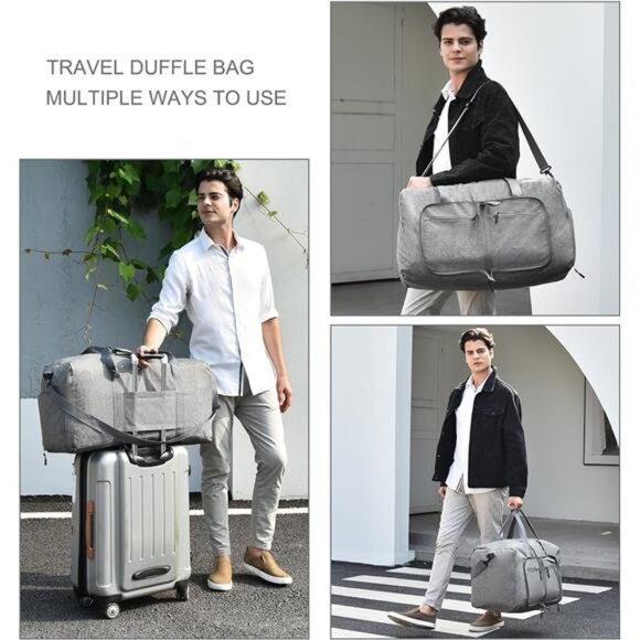Travel Duffle Bag for Men - Foldable Duffel Bag with Shoes Compartment - Picture 5 of 7